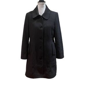 Raffinati black charcoal button front wool classic winter dress coat size 10